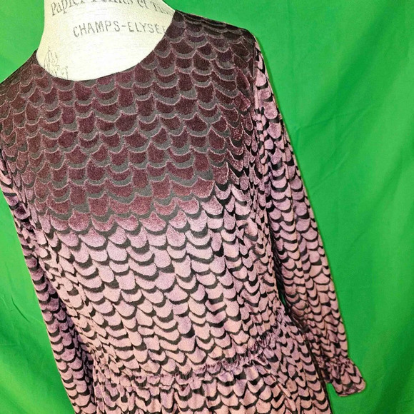 NWT MICHAEL‎ Michael Kors Black Cordovan Velvet Tie Waist Flounce Mini Dress Med - Picture 3 of 6